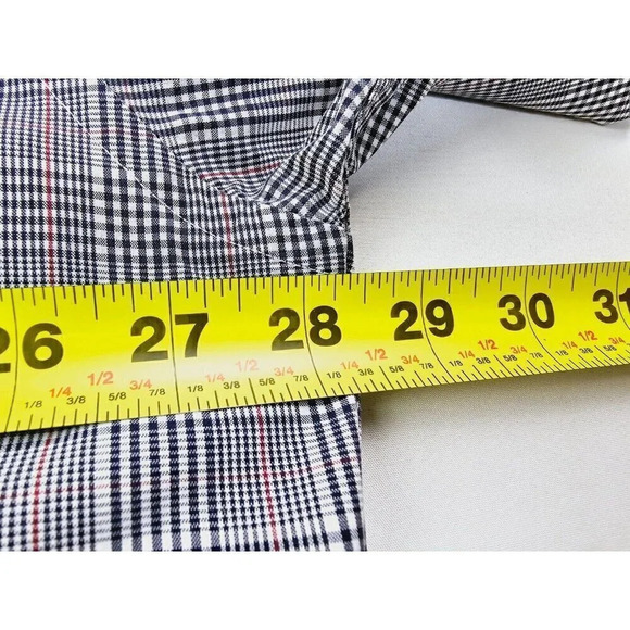 Faconnable 2XL Men's Black White Red Trim Check Embroidered Chest Logo L/S Shirt - Picture 2 of 10